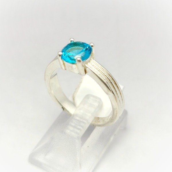 Producto - ANILLO PIEDRA CUBIC CELESTE
