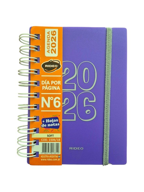 Producto - Agenda Rideo 2026 Soft N6 Diaria Tapa Plástica 11X15,5cm