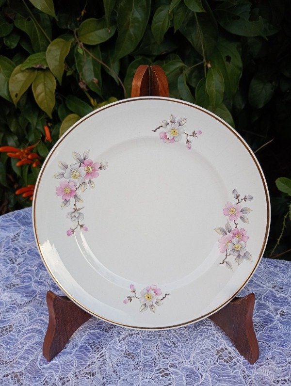 Producto - Plato de entrada o postre de loza nacional Hartford Flor de Durazno