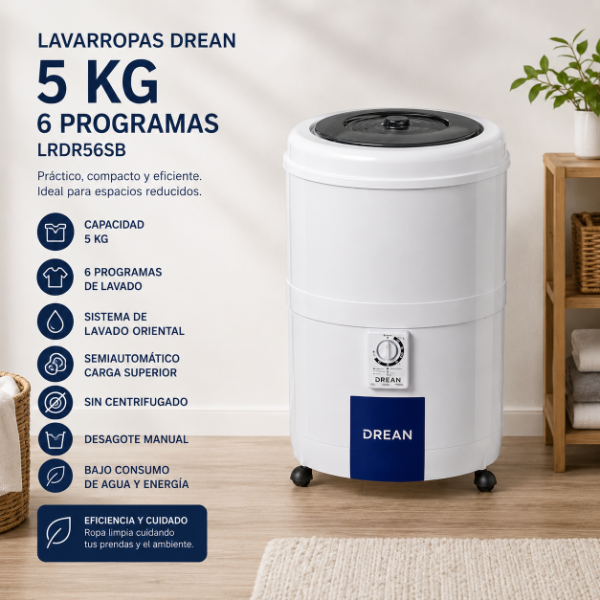 Producto - LAVARROPAS DREAN 5KG 6 PROGRAMAS (LRDR56SB)