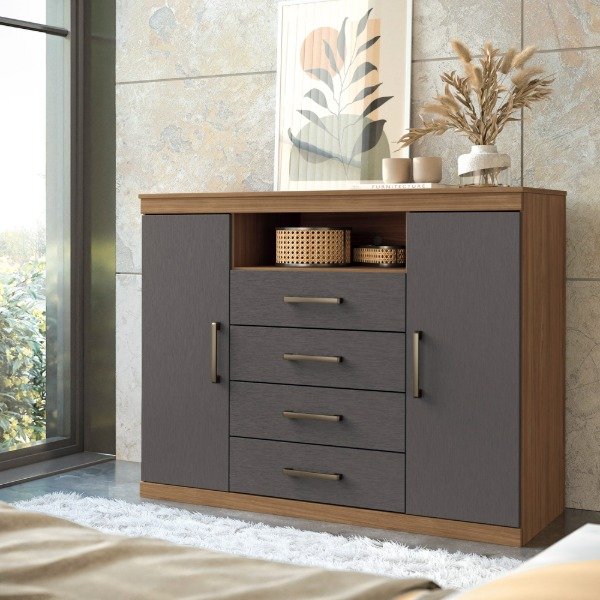 Producto - Cómoda 1290x990x468mm Santos Andirá Master Jatoba/Grafito