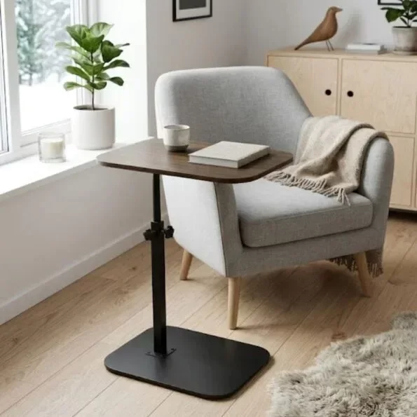 Producto - Mesa auxiliar47 x 36 cm altura regulable madera oscuro