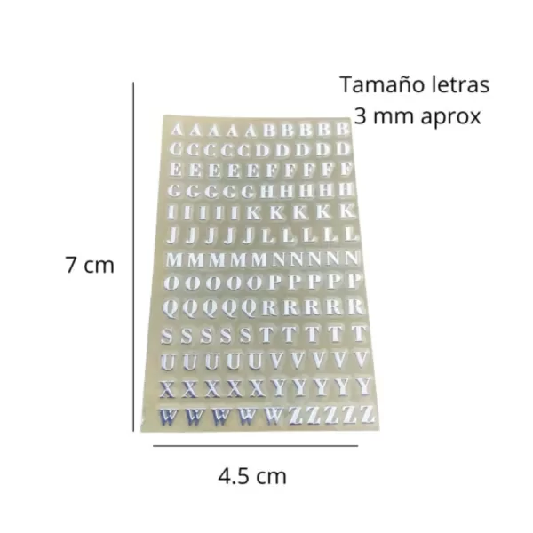 Producto - 130 mini letras plateadas sticker - 0