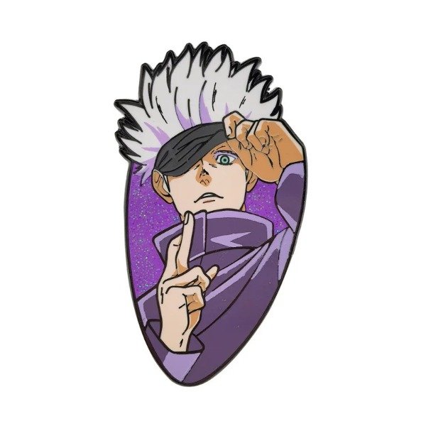 Producto - Pin Jujutsu Kaisen - Saturo Gojo fondo violeta con brillos