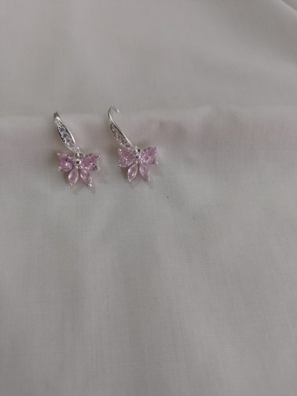 Producto - Aros moño rosa con strass