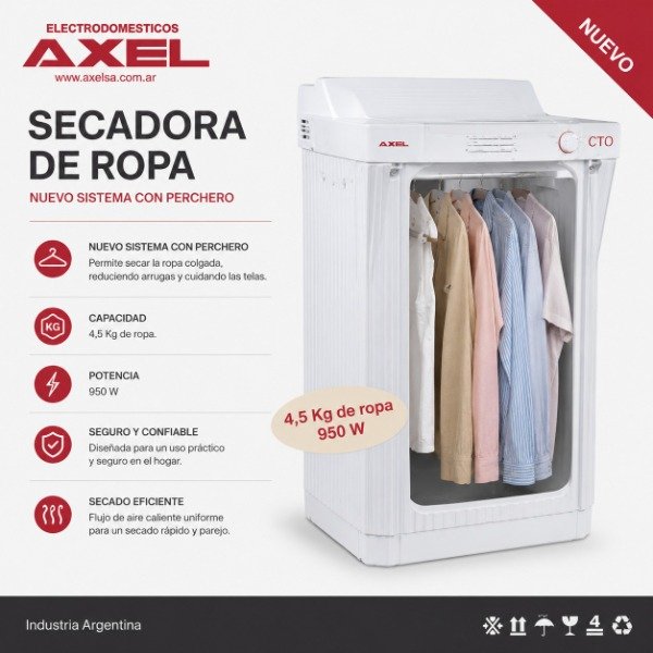Producto - SECADORA DE ROPA AXEL CTO - CON PERCHERO