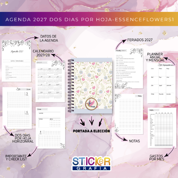 Producto - Agendas 2027 Dos Días por Hoja EssenceFlowers1