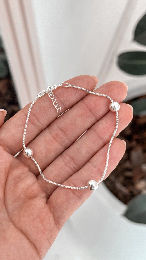 Producto - Pulsera canasta fina con bolitas grandes