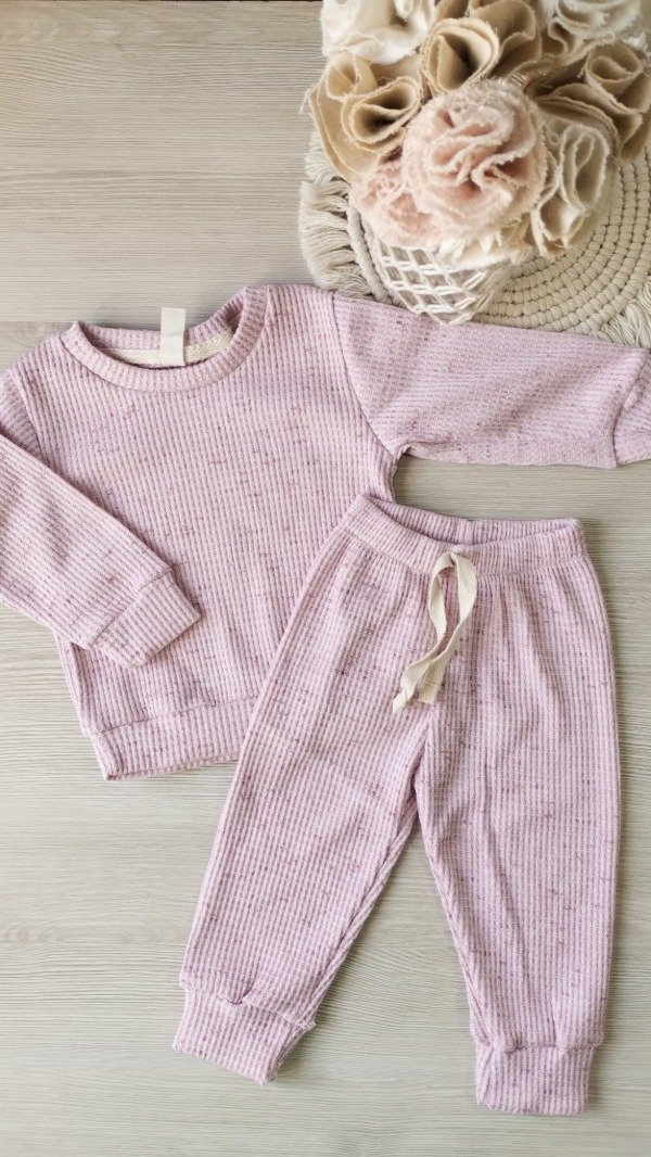 Producto - Conjunto de waffle jaspeado ROSA
