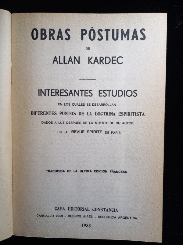 Producto - Alan Kardec - Obras postumas - Constancia - 2