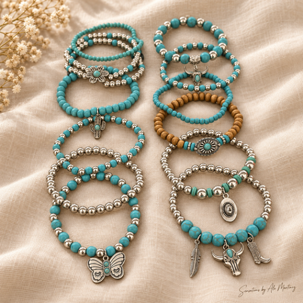 Producto - Pulseras elastizadas línea turquesa - 6