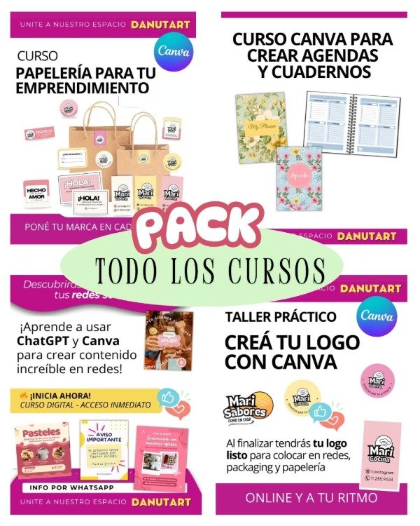 Producto - Pack  Premium  con todos los cursos  y talleres  Canva