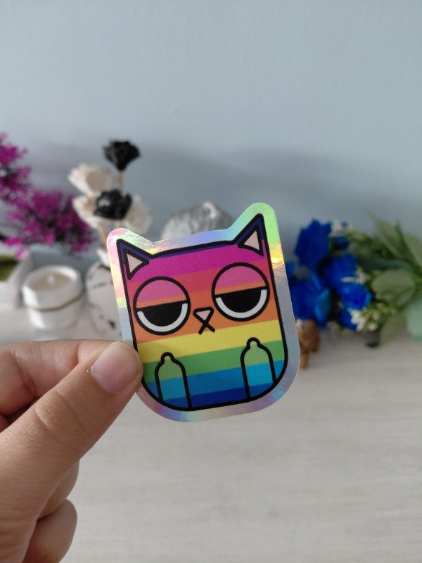 Producto - Stickers holográficos - Colección "Michis y perritos" 0195 - LGBTQI+