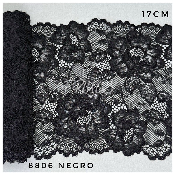 Producto - 8806 Puntilla Elastizada 17cm Negro