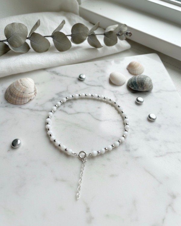 Producto - Pulsera cristal de roca + plata 925 Blanca