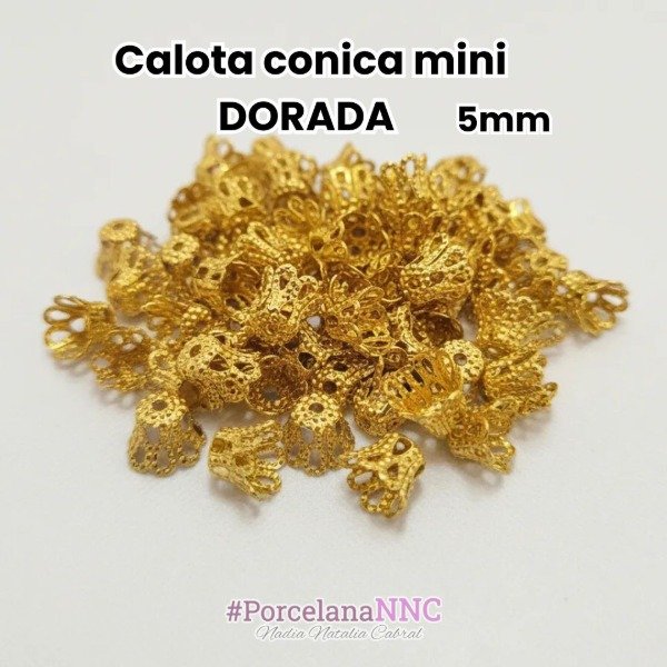 Producto - Calota cónica mini coronita x10 unidades DORADA