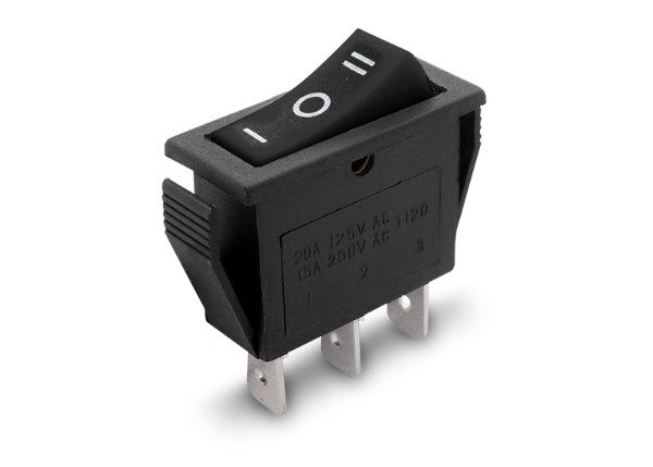 Producto - LLAVE TECLA RECTANGULAR 3P NEGRA ON-ON 15A 250V