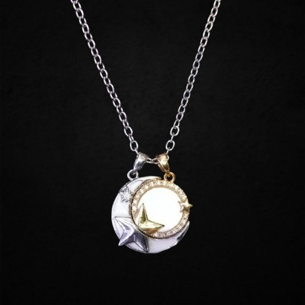 Producto - Collar imantado doble Sol y Luna (para dos) viene con dos cadenas