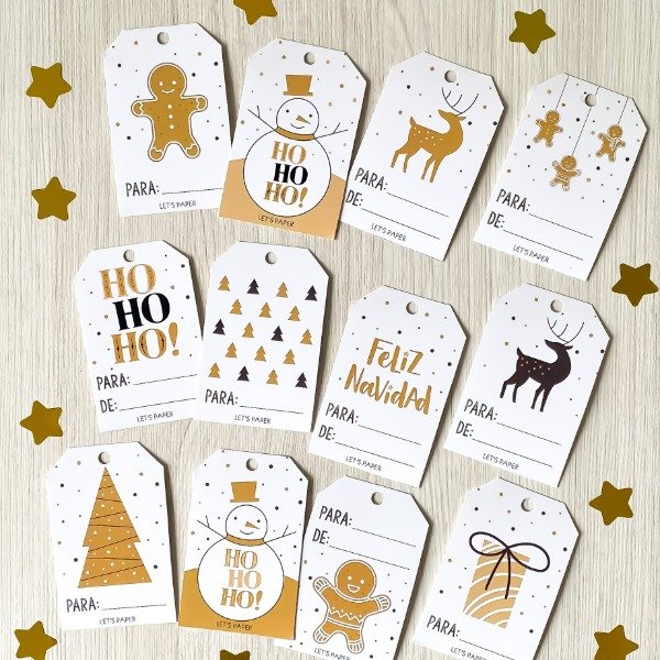 Producto - Tags Navidad - beige y negro