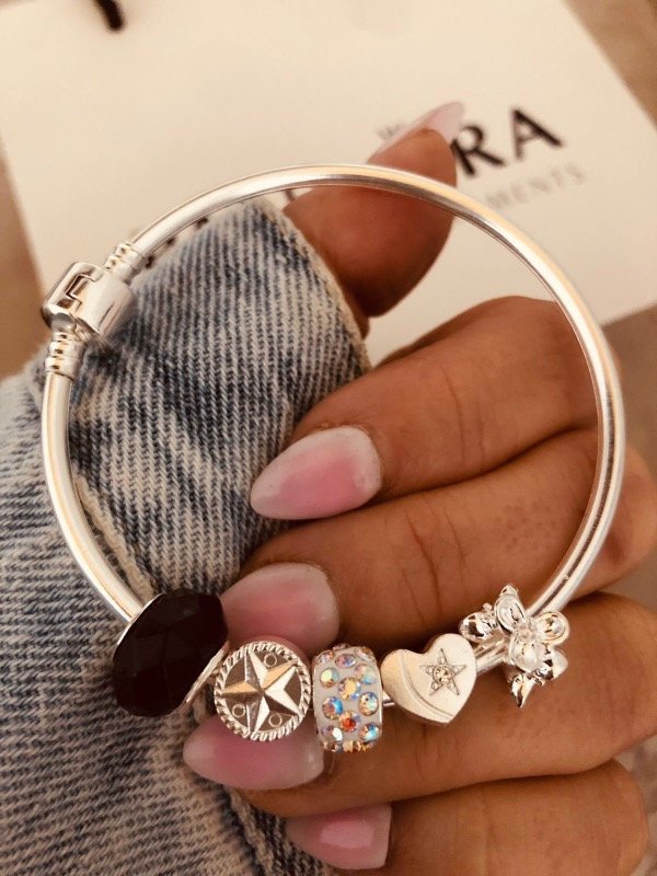 Producto - Esclava Pandora Black + dijes premium M1 Acero Blanco