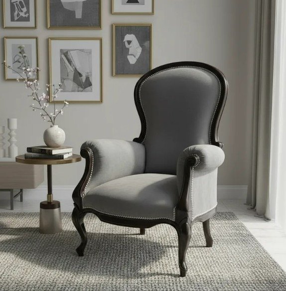 Producto - Sillón Luis XV (pana gris)