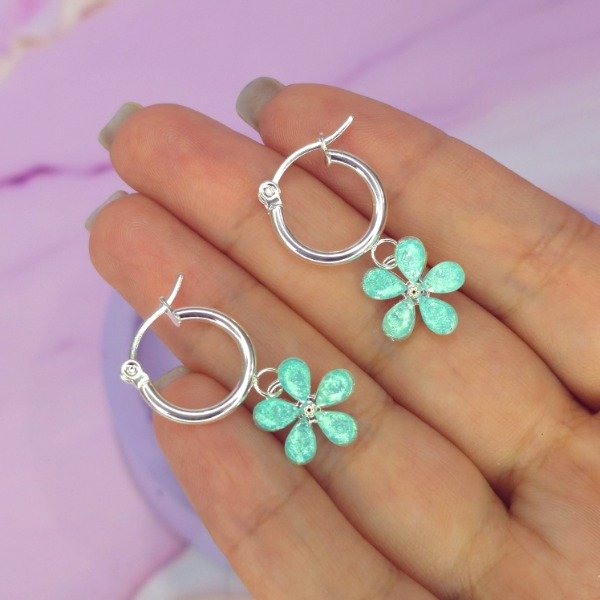 Producto - Aros flor cristal verde aqua AB
