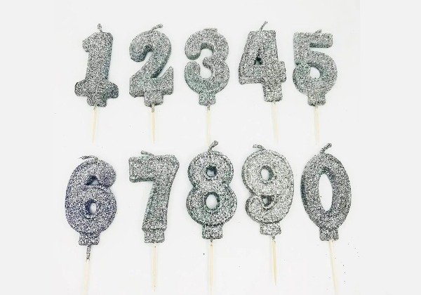 Producto - VELA NUMERO GLITTER PLATEADA