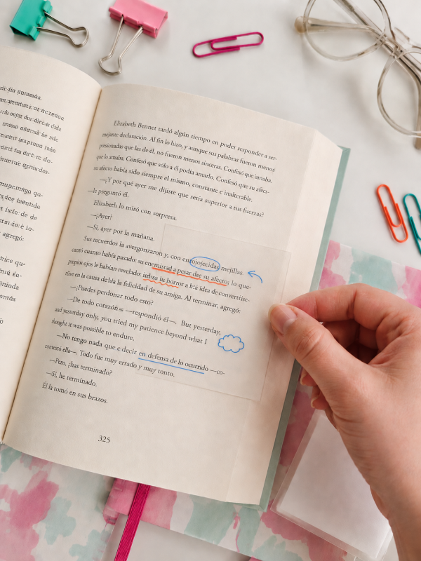 Producto - Notas adhesivas transparentes con glitter - 1