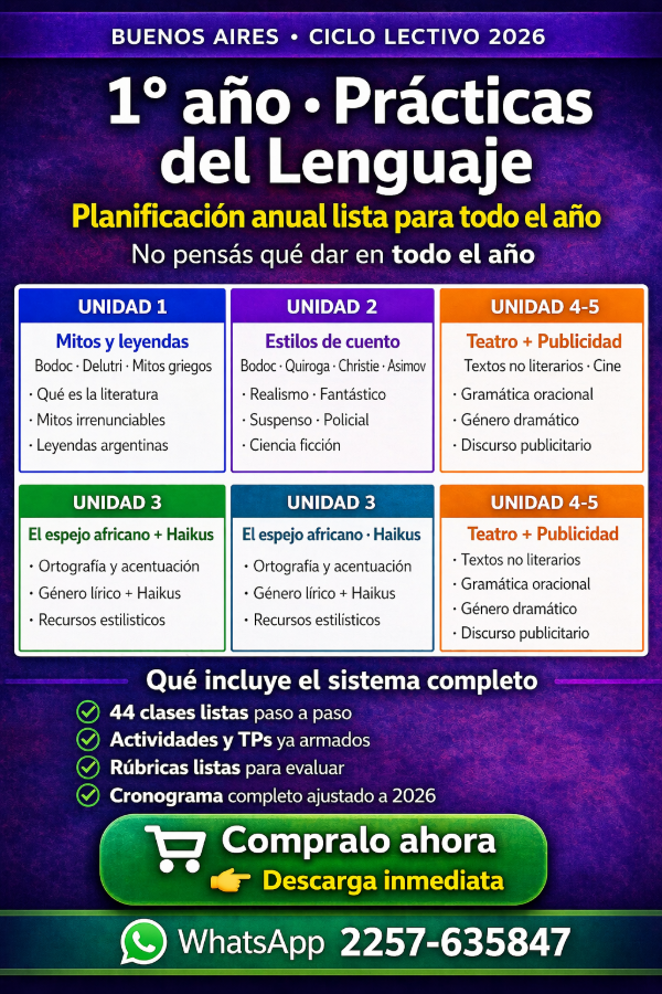 Producto - Planificación anual para primer año