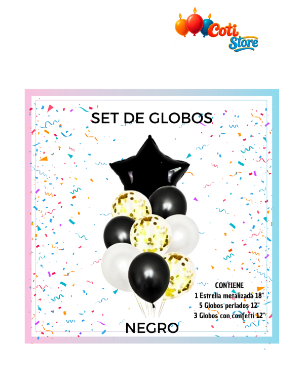 Producto - Set de Globos Estrella Negro