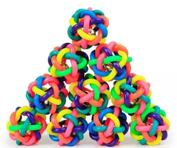 Producto - Pelota Trenzada Con Cascabel Para Perros Gatos 7 Cm - 3