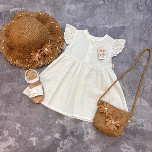 Producto - Vestido lino beba detalle de broderie