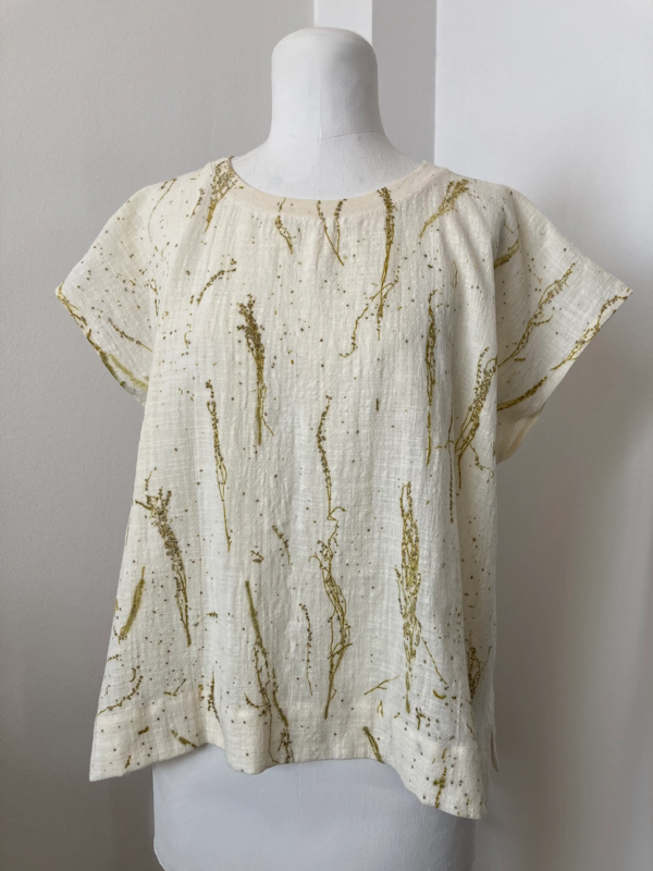 Producto - Blusa de algodón estampada cn flores de Rumex - ecoprint