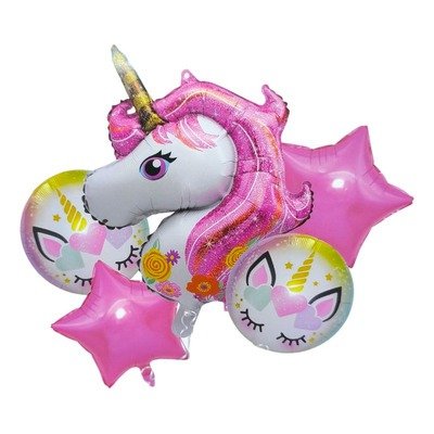 Producto - Kit x5 globos metalizados de personaje UNICORNIO
