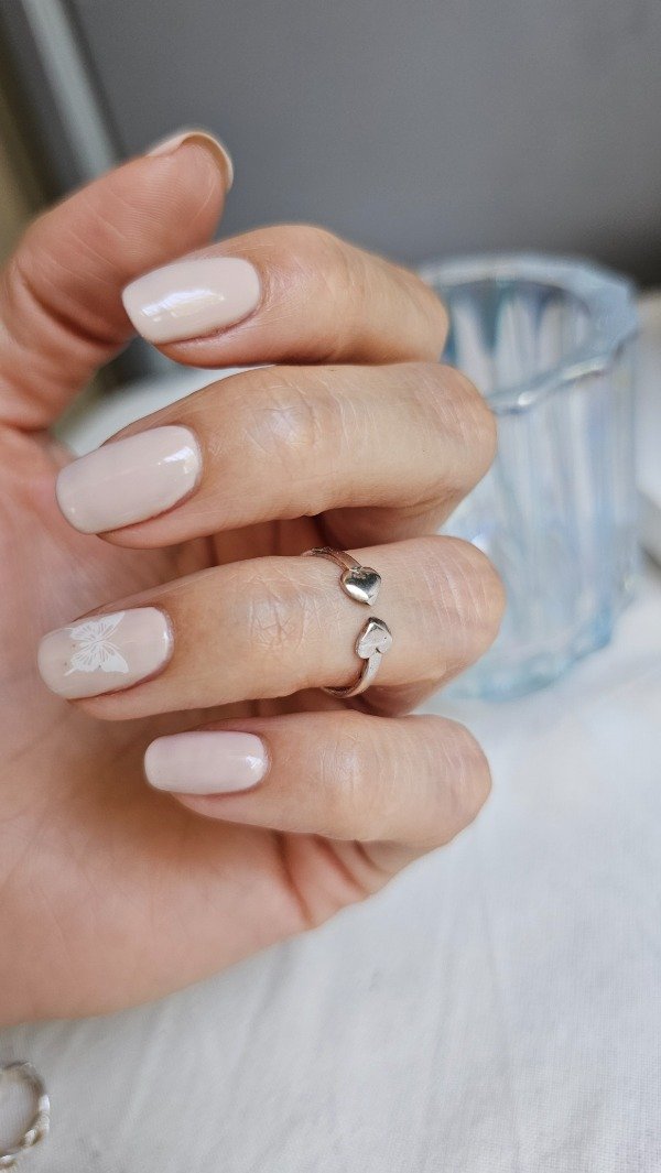 Producto - Anillo media falange dos corazones. Plata