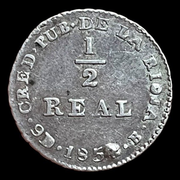 Producto - La Rioja 1854. 1/2 Real de plata (Con arreglo en año) A2-R2
