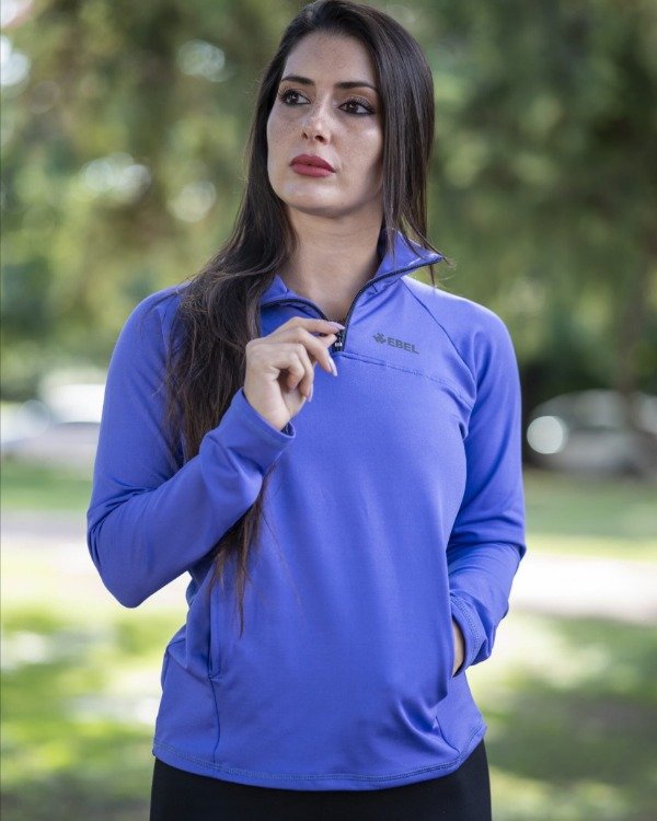 Producto - BUZO TERMICO EBEL MEDIO CIERRE LYCRA / Lavanda-Negro