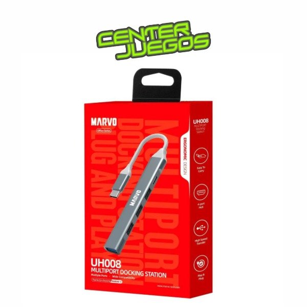 Producto - HUB MULTIPUERTO MARVO 4 PUERTO USB 3.0 2.0 TIPO C UH008