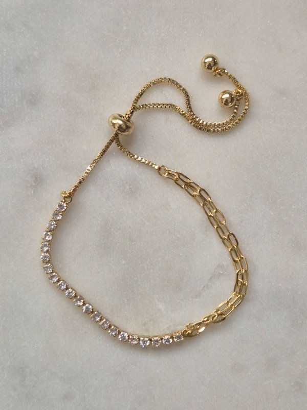 Producto - Pulsera regulable mitad cadena/strases