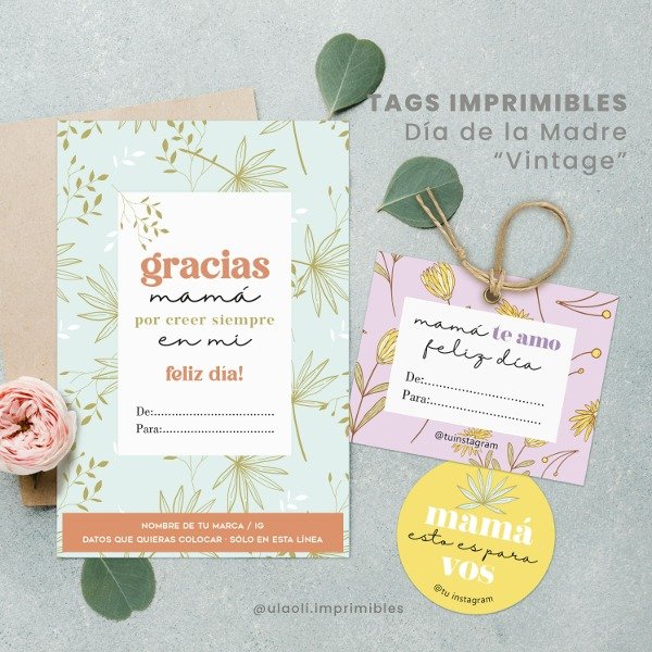 Producto - Tags Imprimibles Día de la Madre "Vintage"