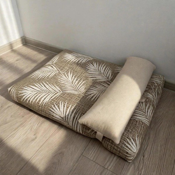 Producto - Colchonetas Rectangular con Almohadon Hojas Beige - 2