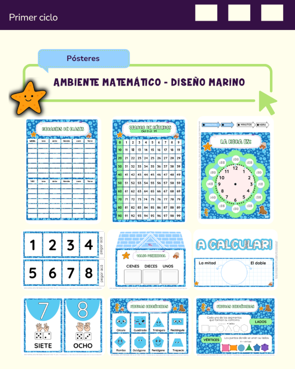 Producto - AMBIENTE MATEMÁTICO - DISEÑO MARINO - PRIMER CICLO