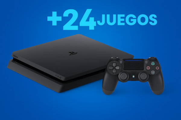 Producto - Sony PlayStation 4 Slim Black + Joystick Ps4 + 24 Juegos