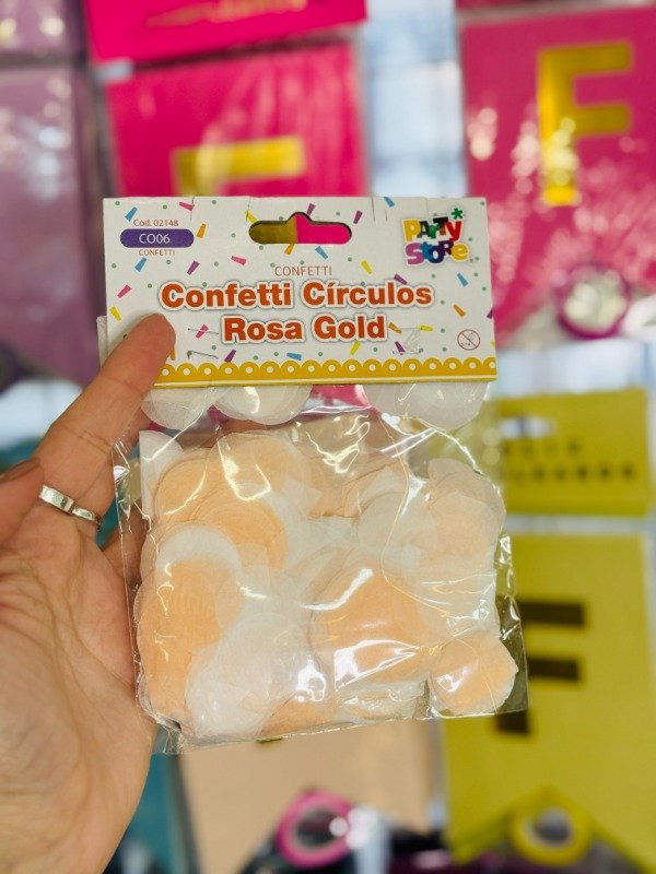 Producto - Confetti círculos rosa gold