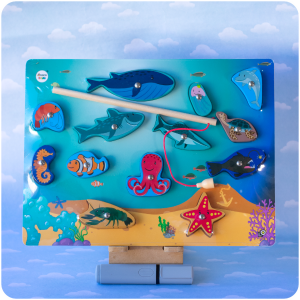 Producto - Juego de Pesca Imantado de Madera - Calamar