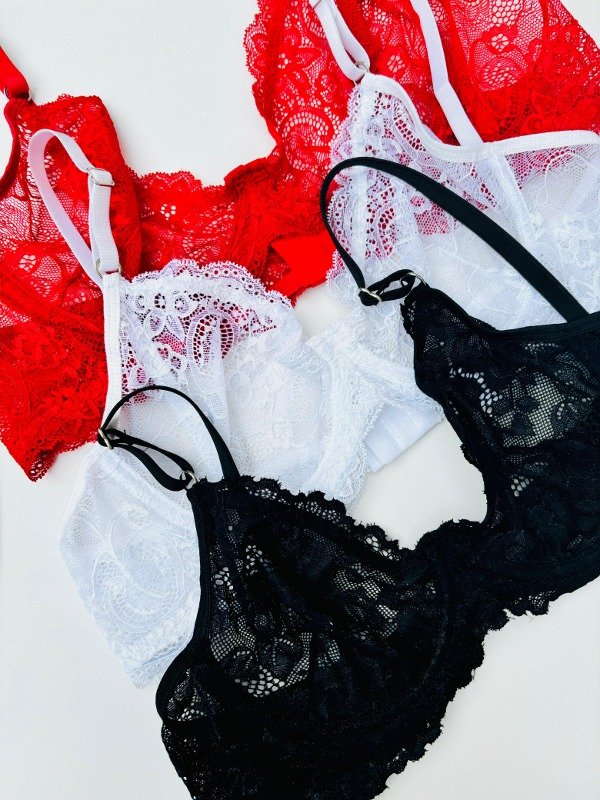 Producto - CONJUNTO PUNTILLA CON ARO (NEGRO, ROJO Y BLANCO)