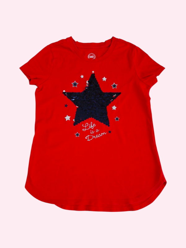 Producto - Remera manga corta roja con estrella de lentejuelas Wonder Nation 6 años