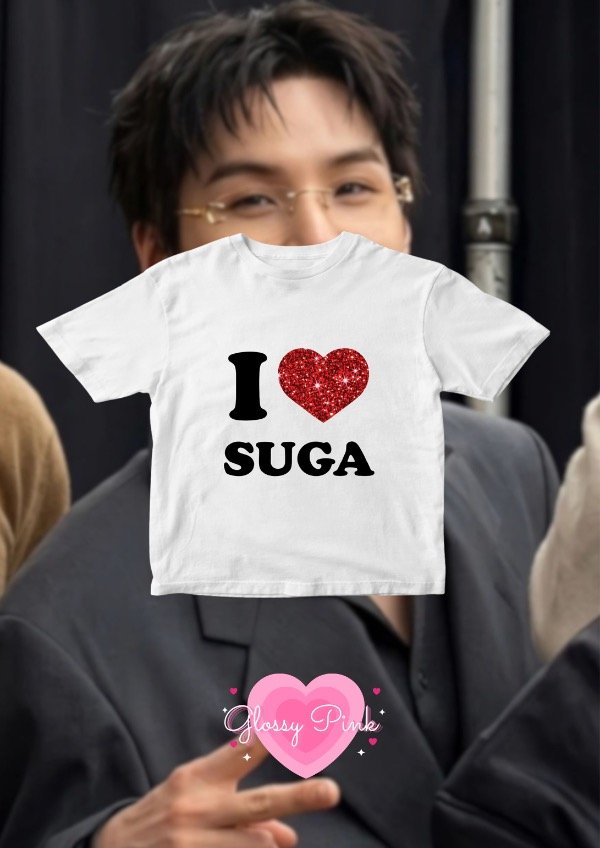 Producto - Baby Tee I Love Suga - VINILO TEXTIL GLITTER