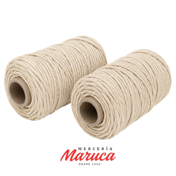 Producto - Hilo de algodón de 20 y  de 27 hebras para macramé color crudo. - 0