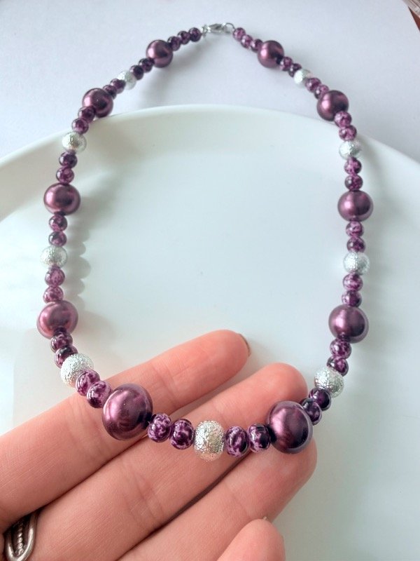 Producto - Collar violet perlas terminacion acero regulable